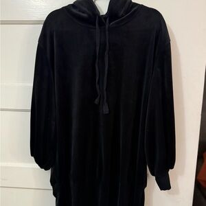 Calvin Klein Black Velvet Hoodie Dress